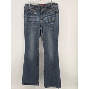 Zanadi Dark Wash Straight Leg Jeans Size 12 Contrast Stitch Stretch Denim